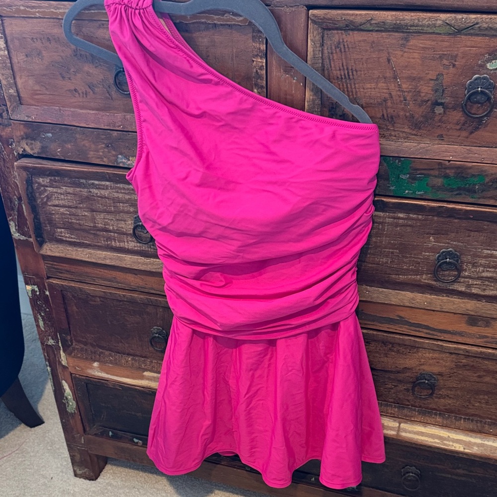 J. Crew Pink One-Shoulder Swim Coverup